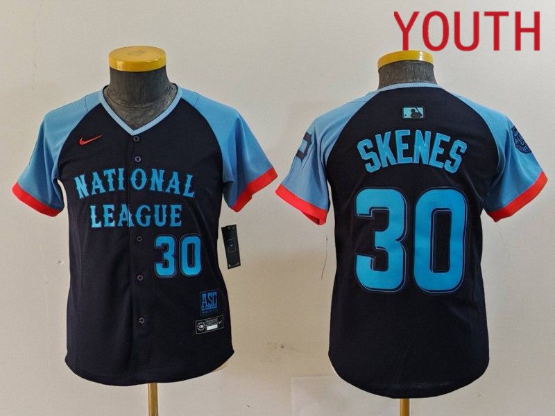 Youth Pittsburgh Pirates 30 Skenes Blue All star 2024 Nike MLB Jersey style 5